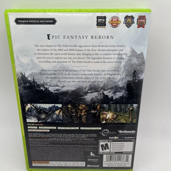 The Elder Scrolls V: Skyrim (Microsoft Xbox 360, 2011) Complete With Map Tested - Picture 7 of 8